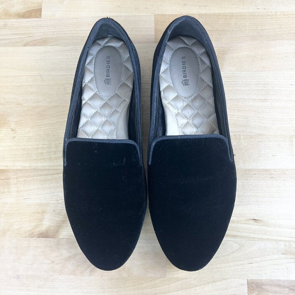 Birdies The Starling Loafer Flats Shoes Black Velvet Women's Size 9